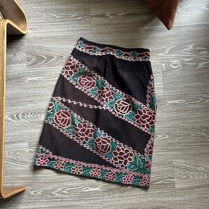 Floral Embroidered Black Skirt